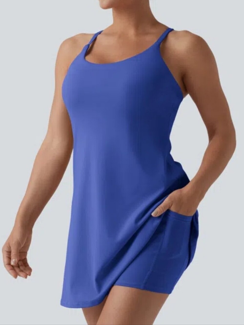 HALARA Royal Blue Swim Coverup Dress with Pocket